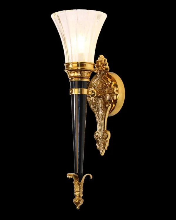 Doré Glass Wall Sconce, 1-Light, 22" H in antique brass