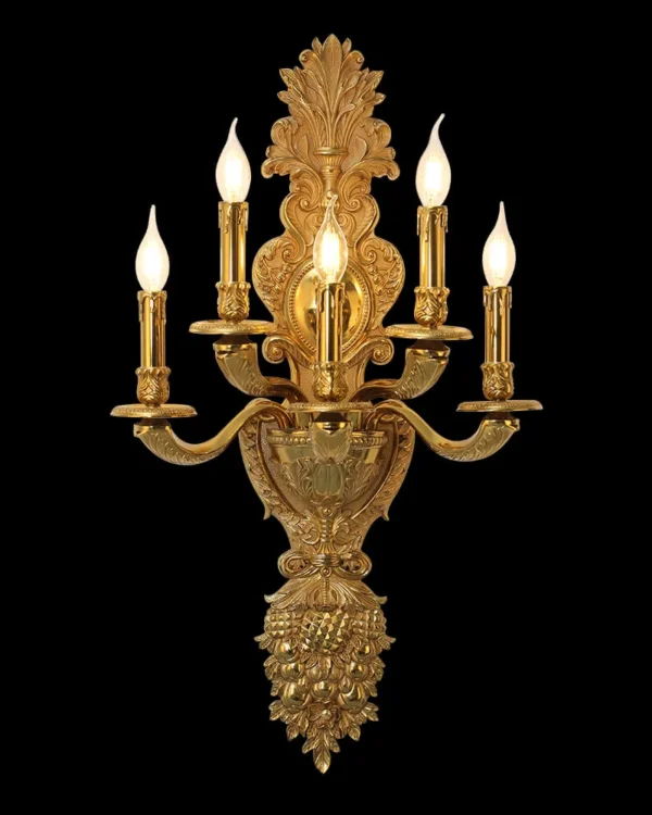 Doré Brass Wall Sconce, 5-Light in antique brass