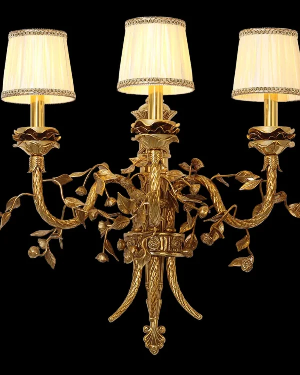Doré Brass Wall Sconce, 3-Light, 24" H in Antique Brass in antique brass