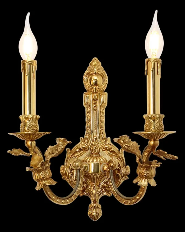 Kléber Brass Wall Sconce, 2-Light in antique brass