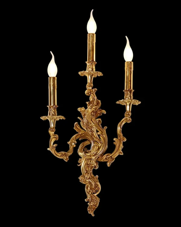 Laiton Brass Wall Sconce, 3-Light in antique brass