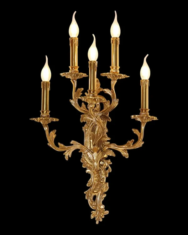 Laiton Brass Wall Sconce, 5-Light in antique brass