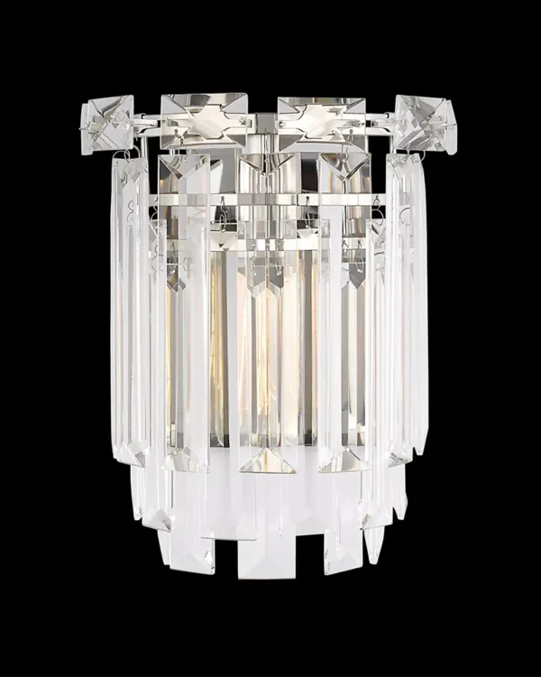 Montparnasse Crystal Wall Sconce, 1-Light in antique brass