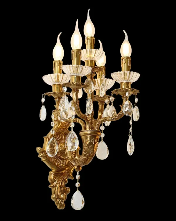 Montparnasse Crystal Wall Sconce, 5-Light in antique brass