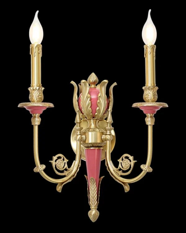 Montparnasse Brass Wall Sconce, 2-Light, 22" H in Antique Brass in antique brass