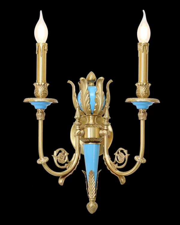 Montparnasse Brass Wall Sconce II, 2-Light, 22" H in Antique Brass in antique brass