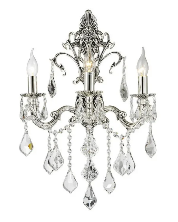 Montparnasse Crystal Wall Sconce, 3-Light in brass