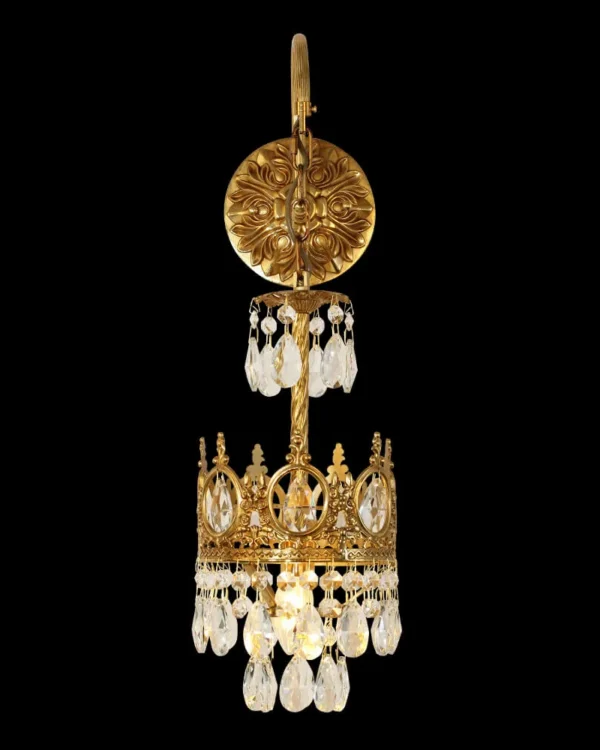 Panthéon Crystal Wall Sconce, 1-Light in antique brass