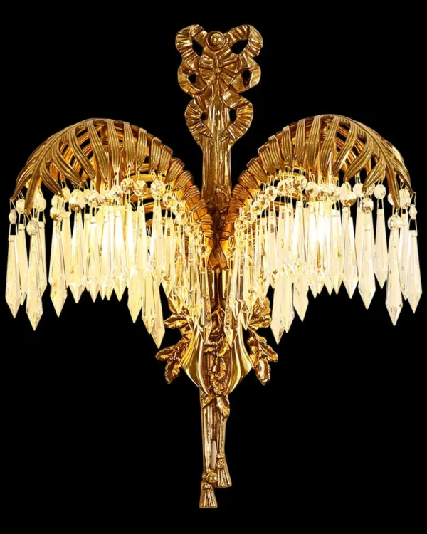 Passy Crystal Wall Sconce, 2-Light in antique brass
