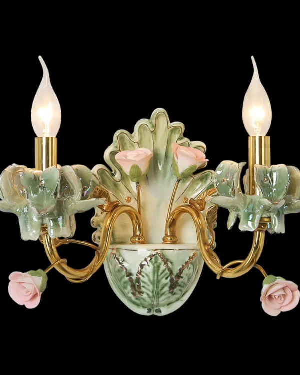 Raspail Brass Wall Sconce, 2-Light, 12" H in Antique Brass in antique brass