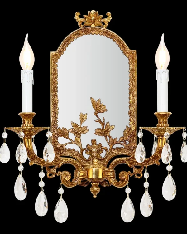 Raspail Glass Wall Sconce, 2-Light in antique brass
