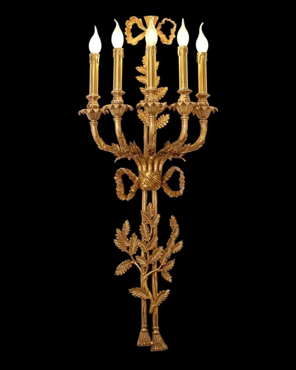 Rome Brass Wall Sconce, 5-Light in antique brass