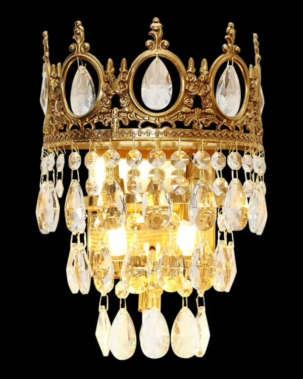 Sorbonne Crystal Wall Sconce, 3-Light in antique brass