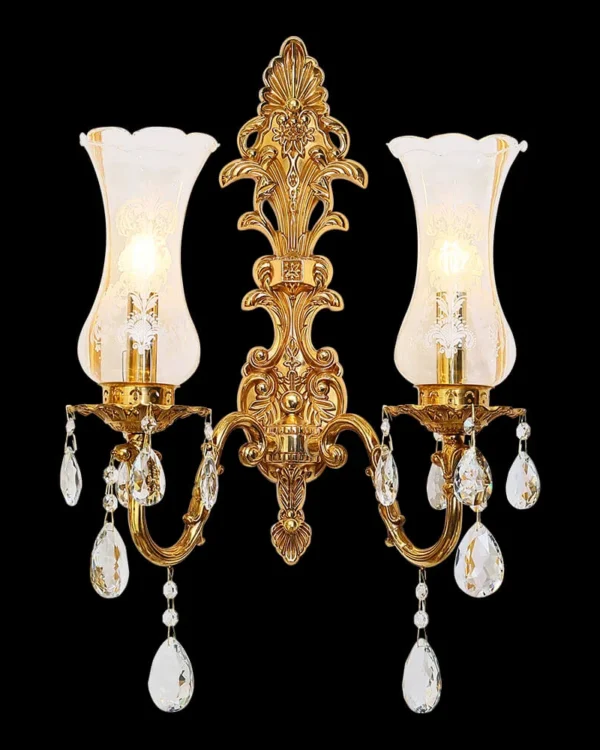 Suffren Crystal Wall Sconce, 2-Light in antique brass
