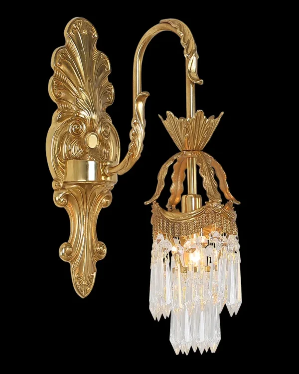 Ternes Crystal Wall Sconce, 1-Light in antique brass