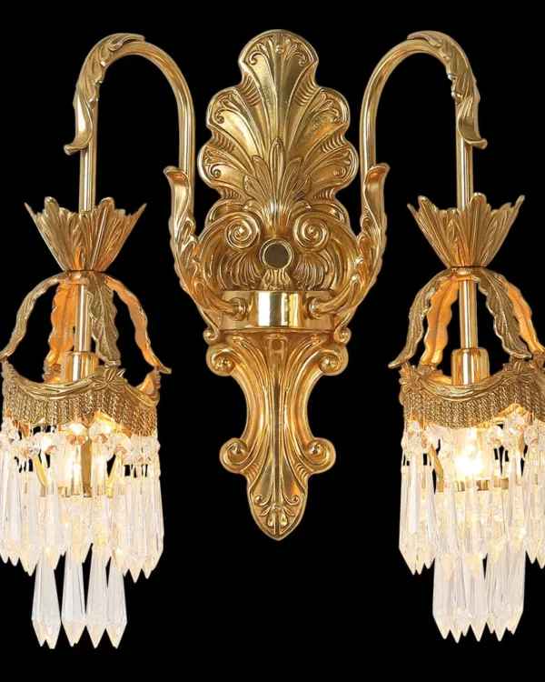Ternes Crystal Wall Sconce, 2-Light in antique brass
