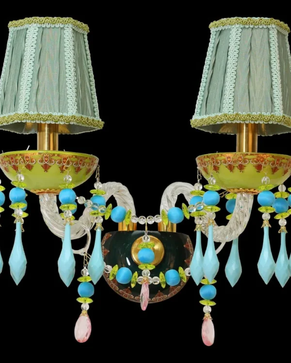 Vaugirard Crystal Wall Sconce, 2-Light in antique brass