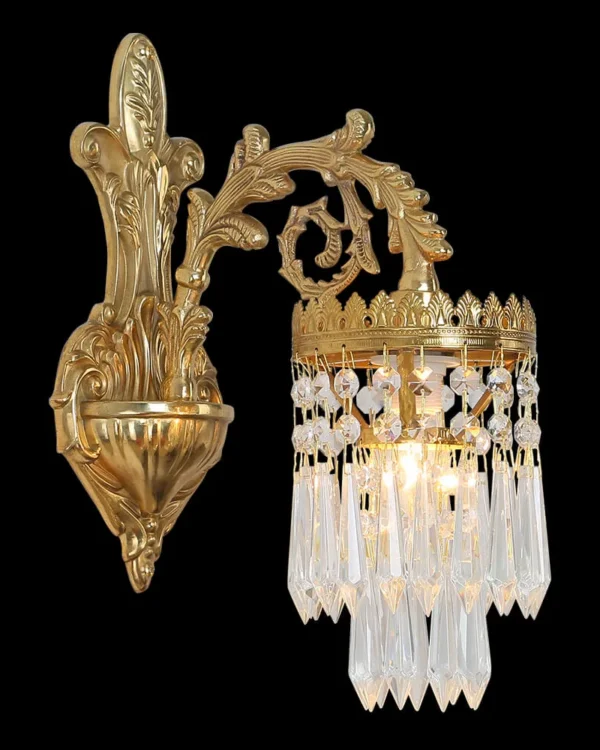 Wagram Crystal Wall Sconce, 1-Light in antique brass
