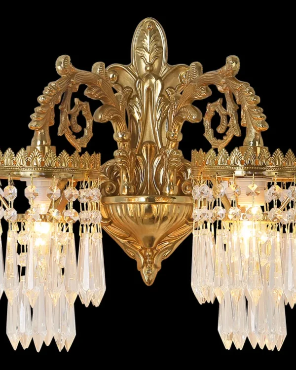 Wagram Crystal Wall Sconce, 2-Light in antique brass