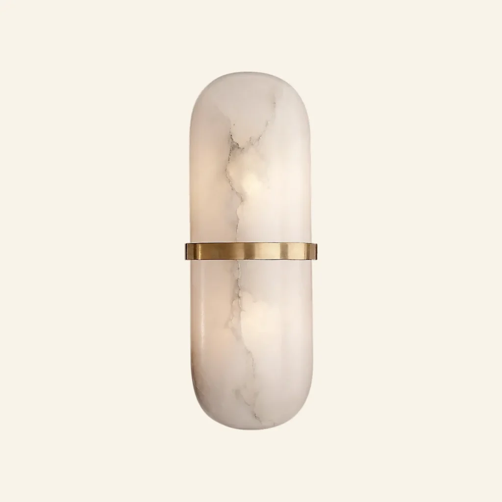 Doré Alabaster Wall Sconce, 2-Light, 13" H in antique brass