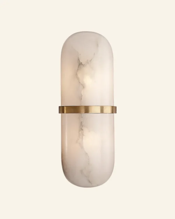 Doré Alabaster Wall Sconce, 2-Light, 13" H in antique brass