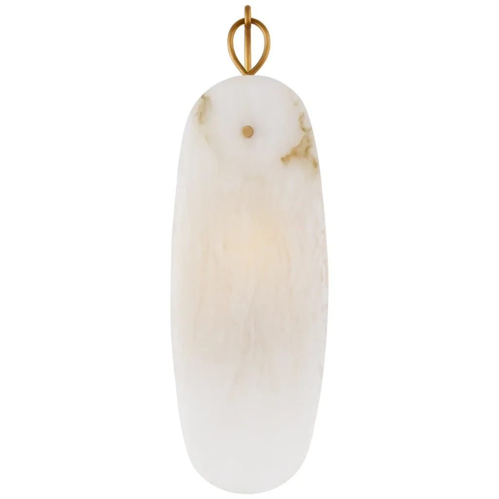 Doré Alabaster Wall Sconce, 1-Light, 16" H in antique brass