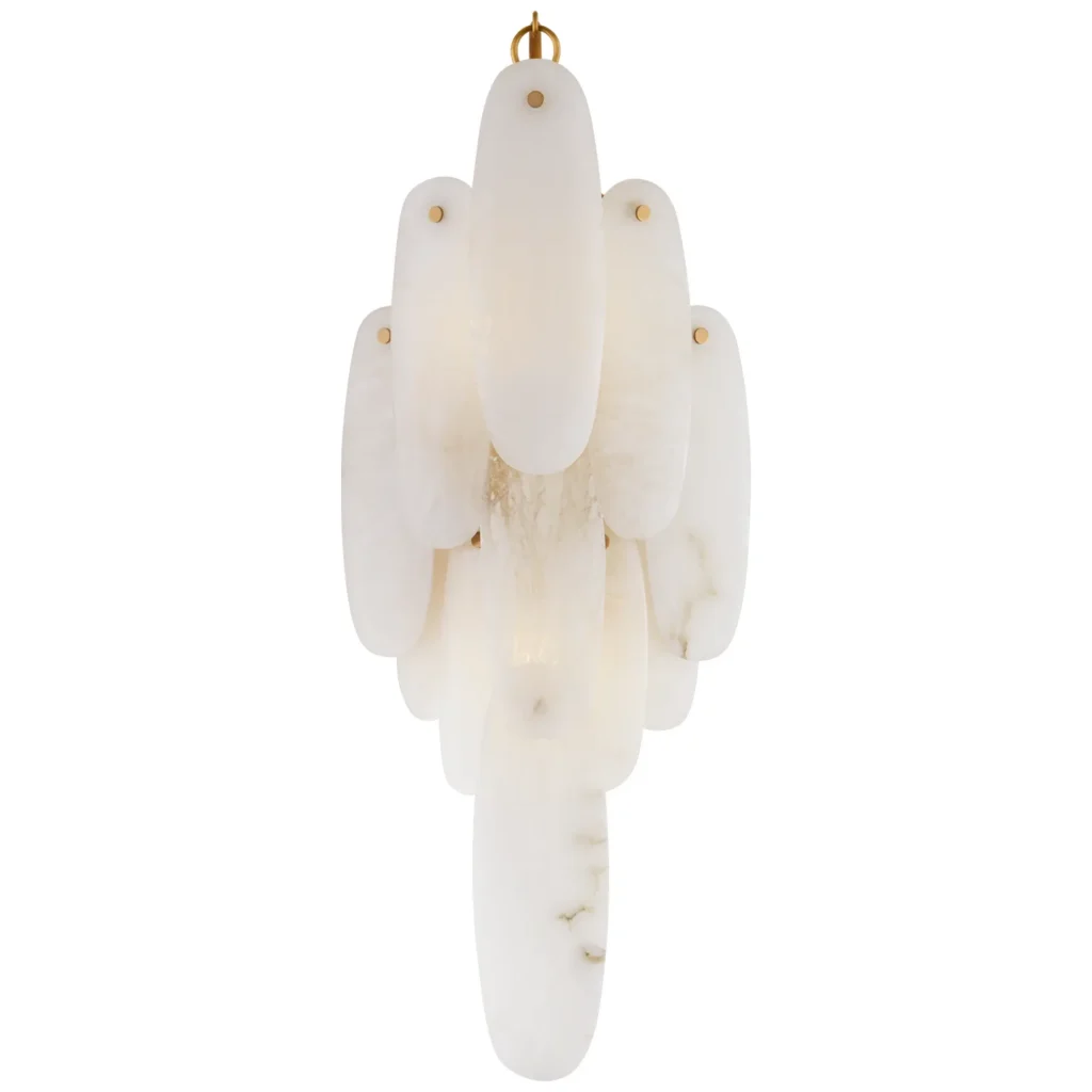 Doré Cascade Alabaster Wall Sconce, 2-Light in antique brass