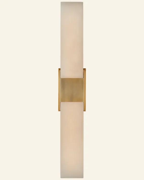 Laiton Alabaster Wall Sconce, 26" H in brass