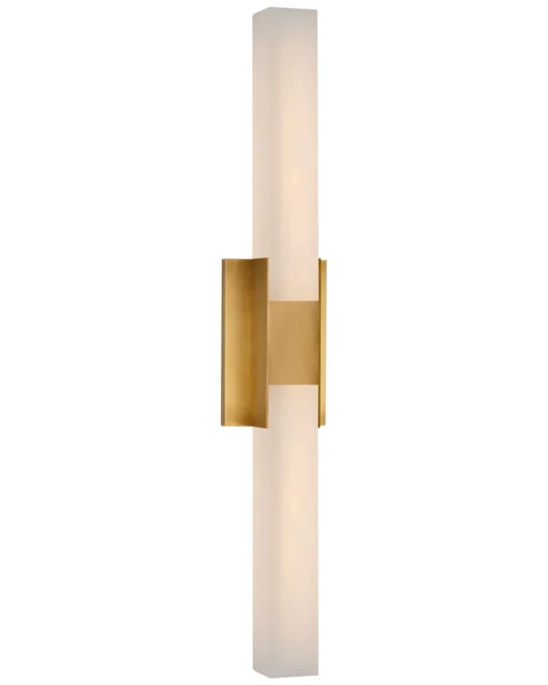 Laiton Alabaster Wall Sconce, 27" H in brass