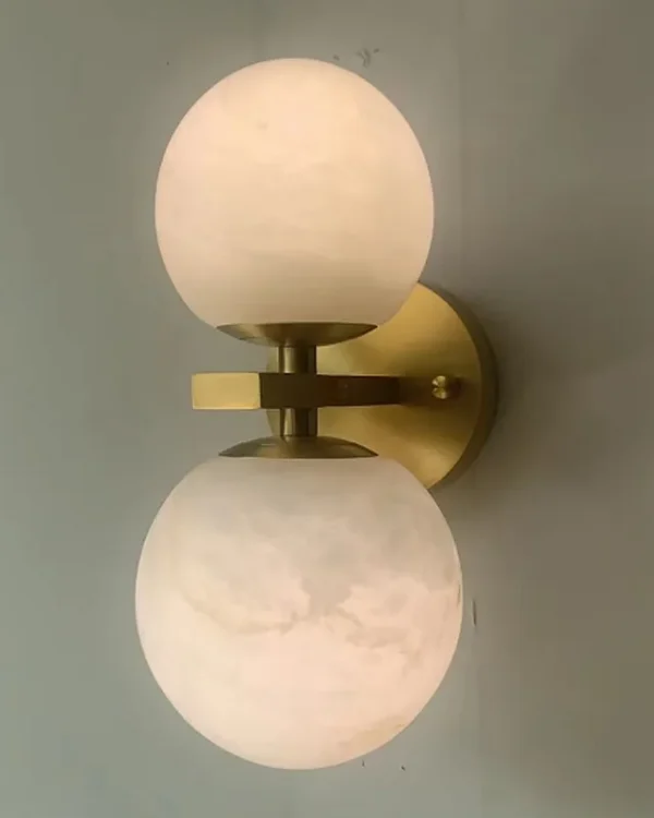 Luna Globe Alabaster Wall Sconce, 2-Light