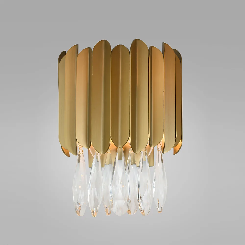 Cascade Crystal Wall Sconce, 2-Light, 13" H in Champagne Gold in champagne gold