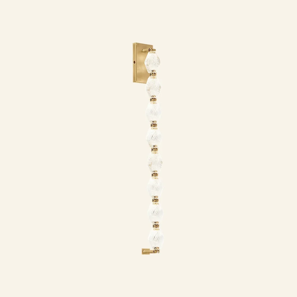 Doré Glass Wall Sconce, 28" H in brass