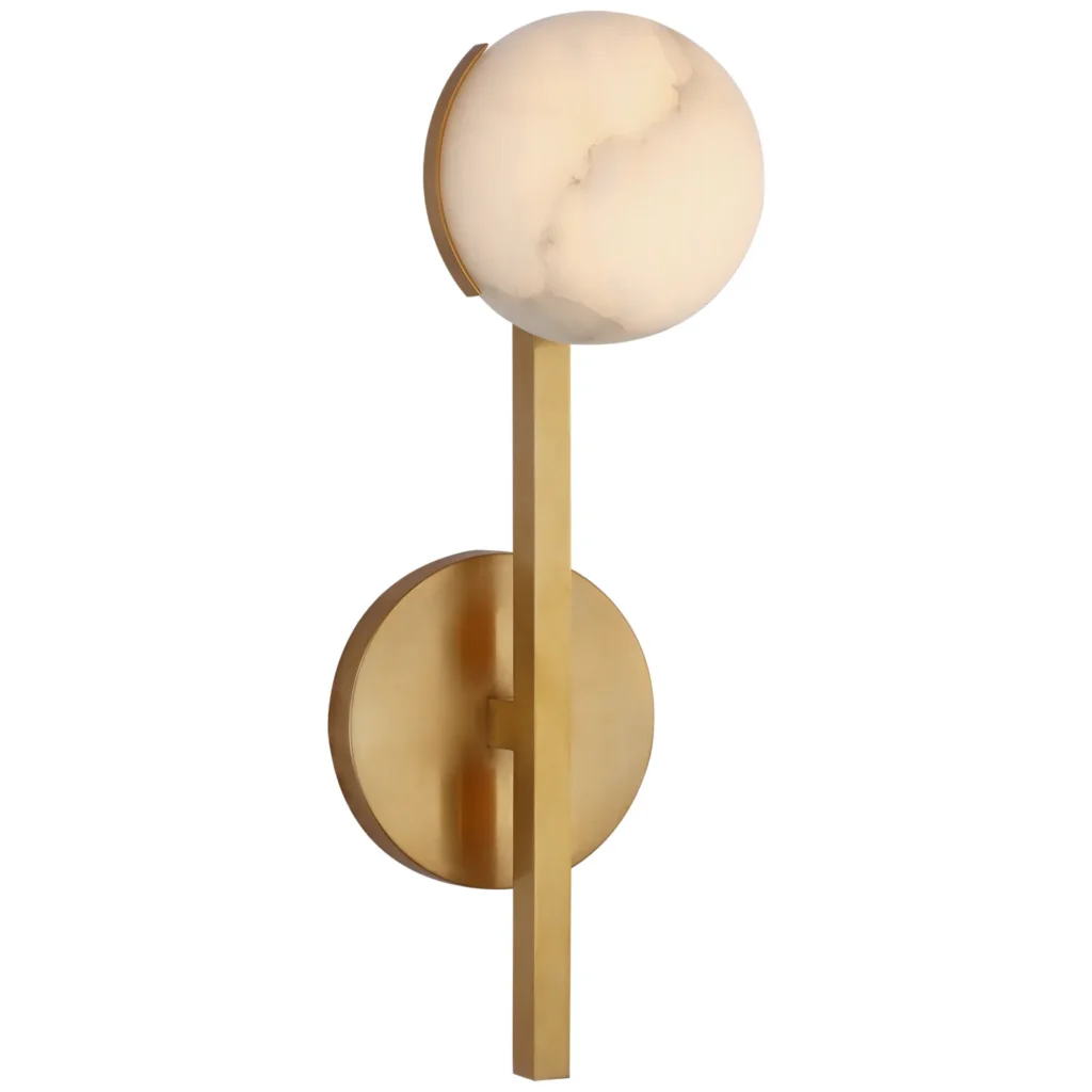 Doré Alabaster Wall Sconce, 1-Light, 13" H in antique brass