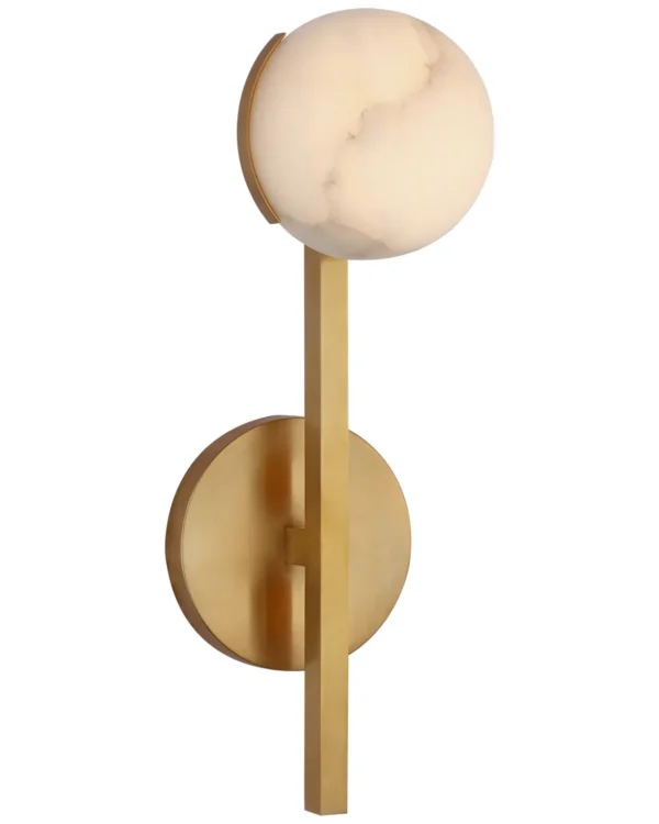Doré Alabaster Wall Sconce, 1-Light, 13" H in antique brass