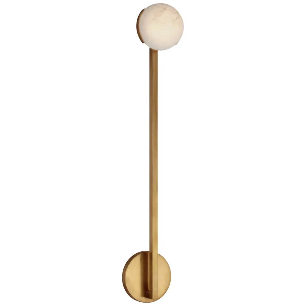 Doré Alabaster Wall Sconce, 1-Light, 26" H in antique brass