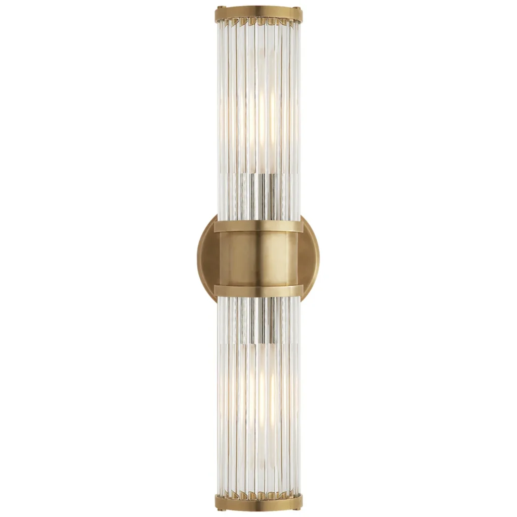 Doré Glass Wall Sconce, 2-Light, 18" H in brass