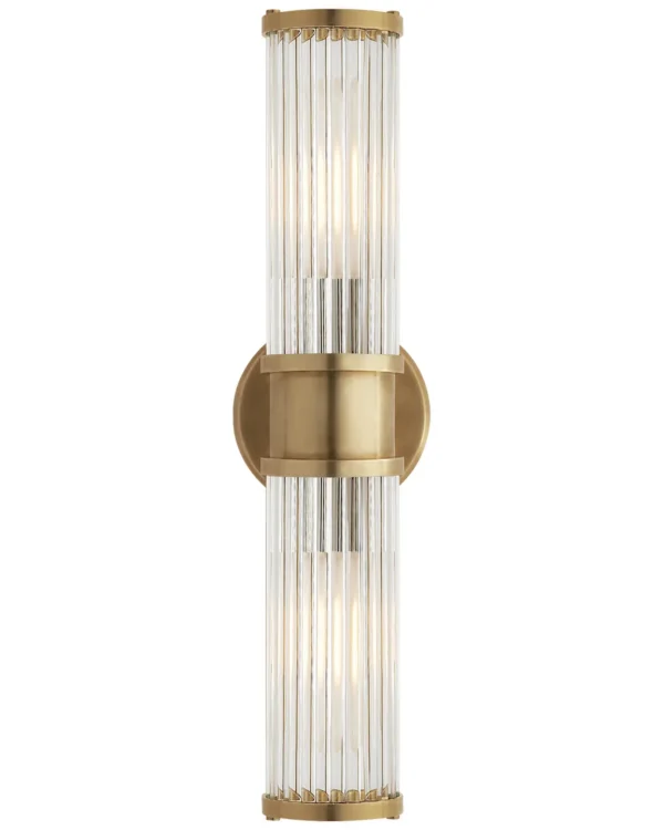Doré Glass Wall Sconce, 2-Light, 18" H in brass