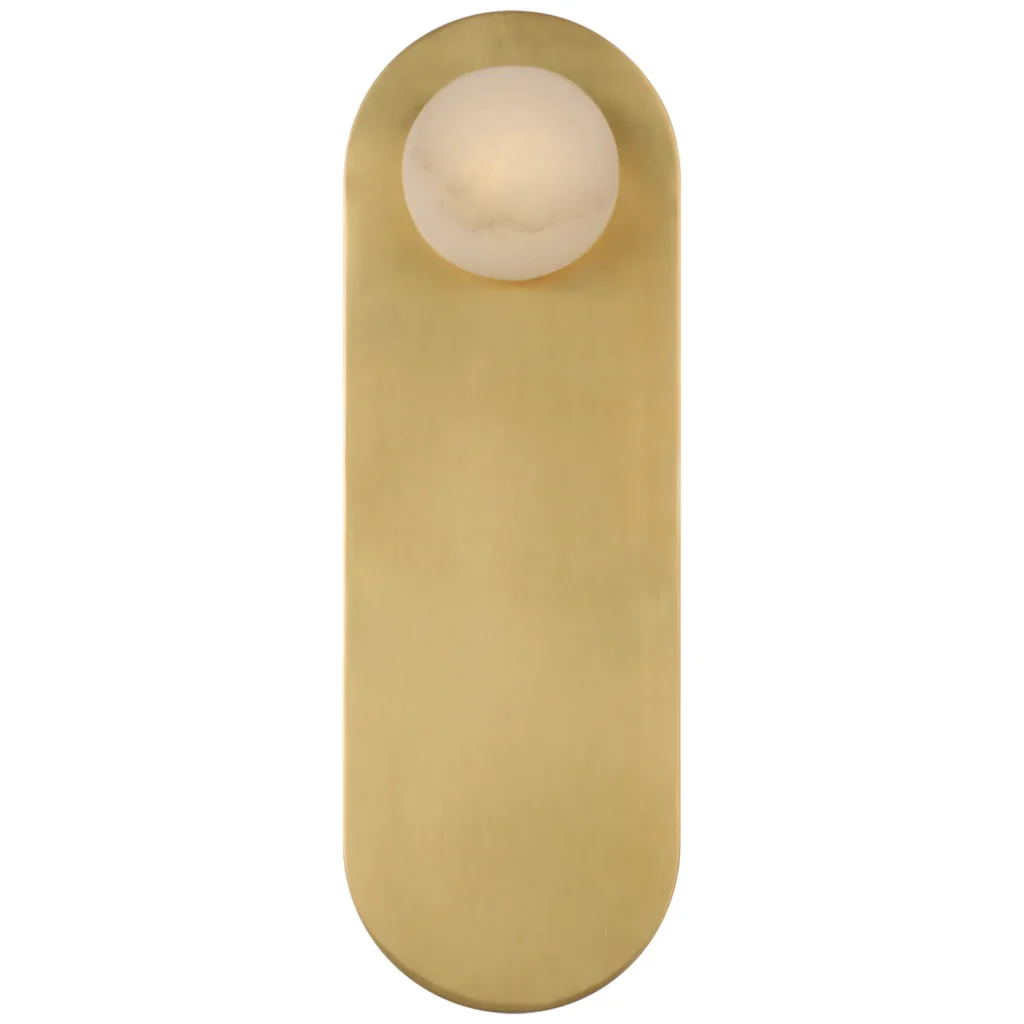 Doré Alabaster Wall Sconce, 14" H in antique brass