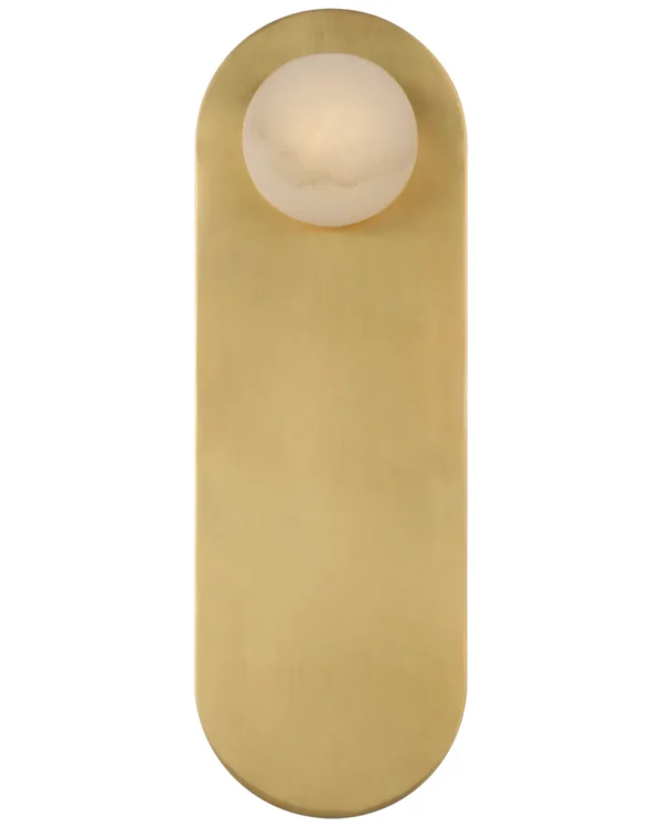 Doré Alabaster Wall Sconce, 14" H in antique brass