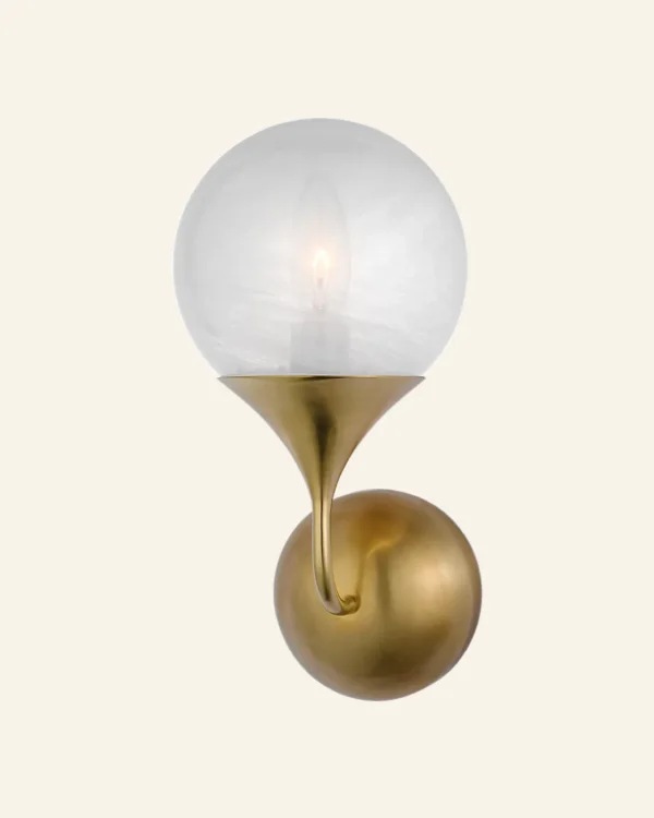 Doré Glass Wall Sconce, 1-Light, 12" H in antique brass