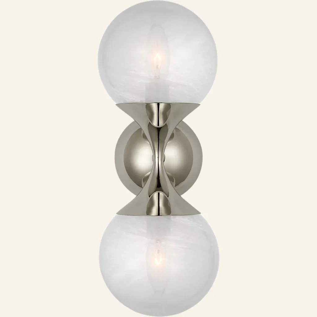 Doré Glass Wall Sconce, 2-Light, 16" H in antique brass