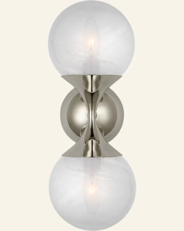 Doré Glass Wall Sconce, 2-Light, 16" H in antique brass
