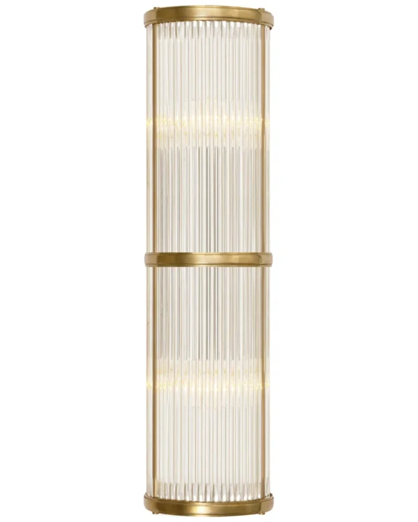 Doré Linear Glass Wall Sconce, 2-Light, 19" H in brass