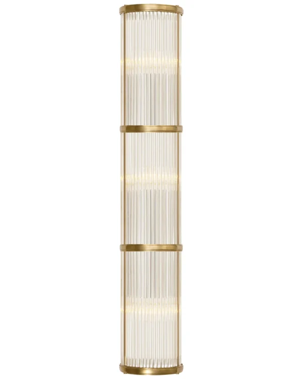 Doré Linear Glass Wall Sconce, 3-Light in brass