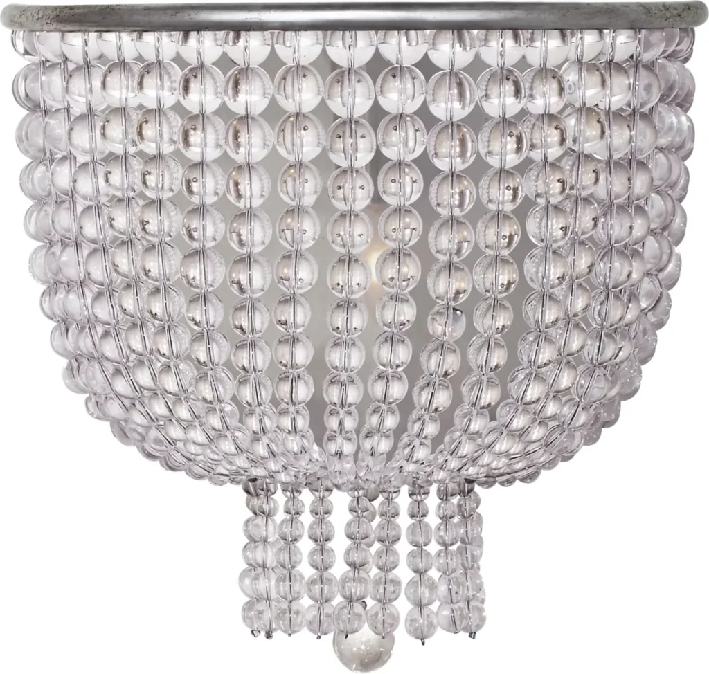 Doré Glass Wall Sconce, 1-Light, 10" H in silver