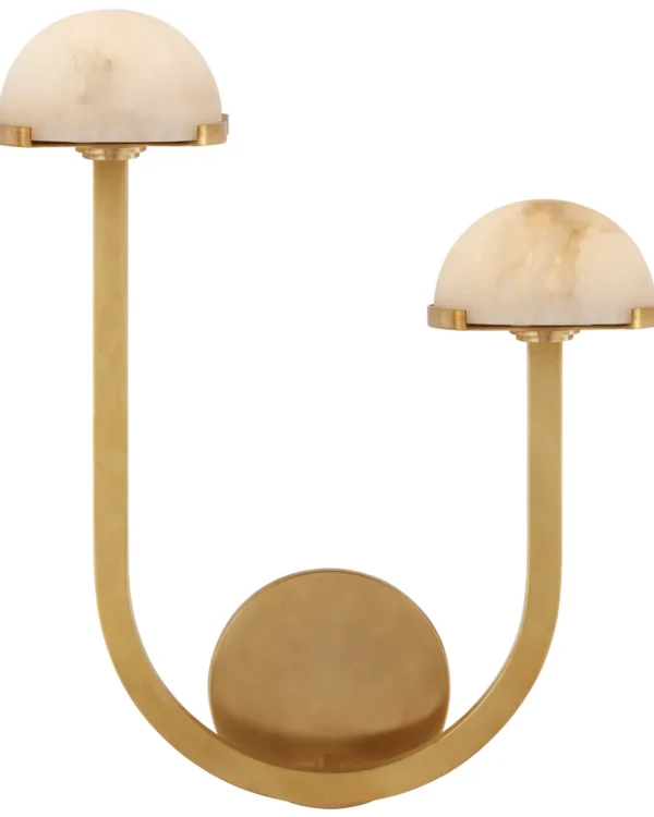 Doré Alabaster Wall Sconce II, 2-Light, 15" H in Antique Brass in antique brass