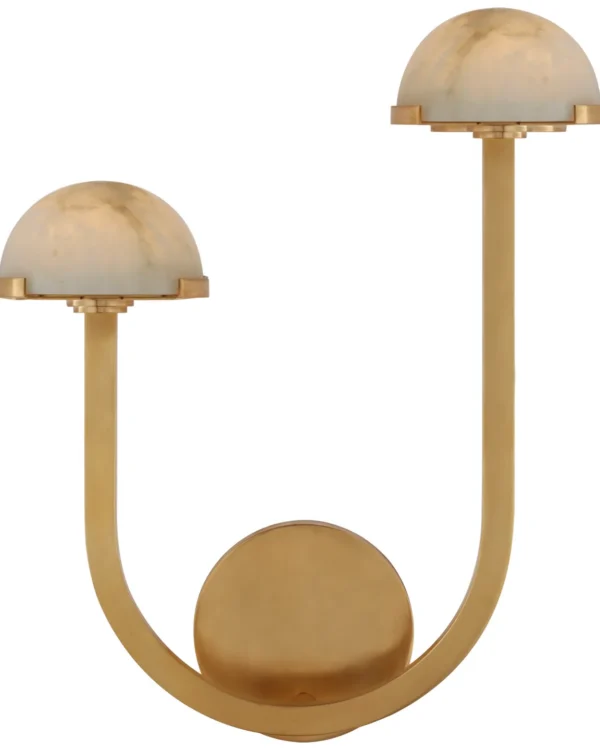 Doré Alabaster Wall Sconce, 2-Light, 15" H in Antique Brass in antique brass