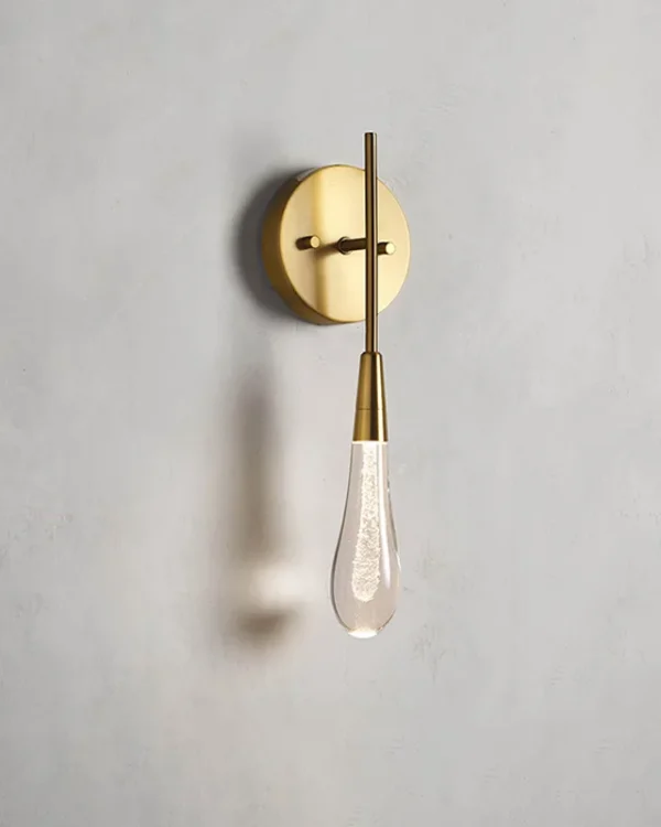 Laiton Glass Wall Sconce, 1-Light, 15" H in brass