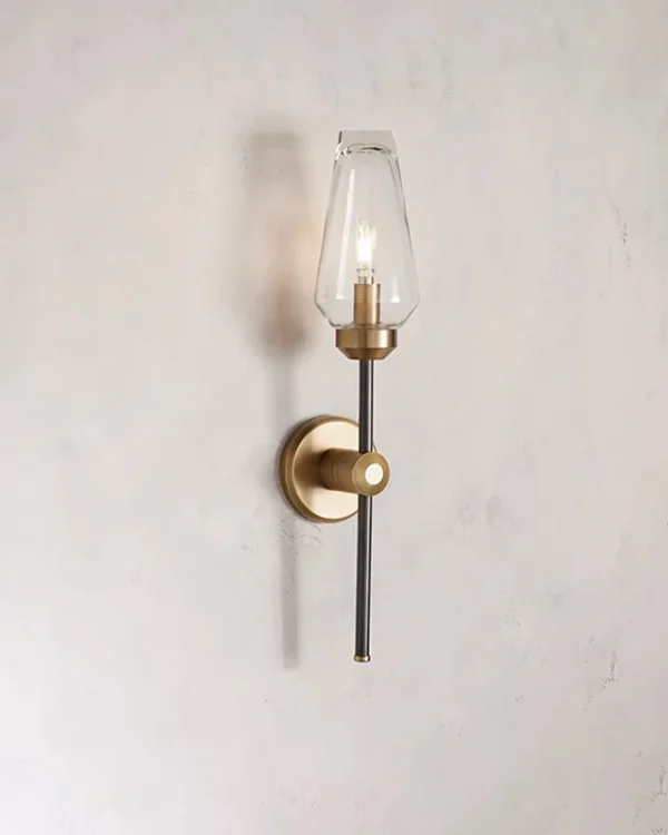 Laiton Glass Wall Sconce, 1-Light, 24" H in Bronze in bronze