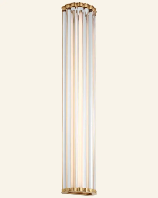 Laiton Glass Wall Sconce, 28" H in antique brass